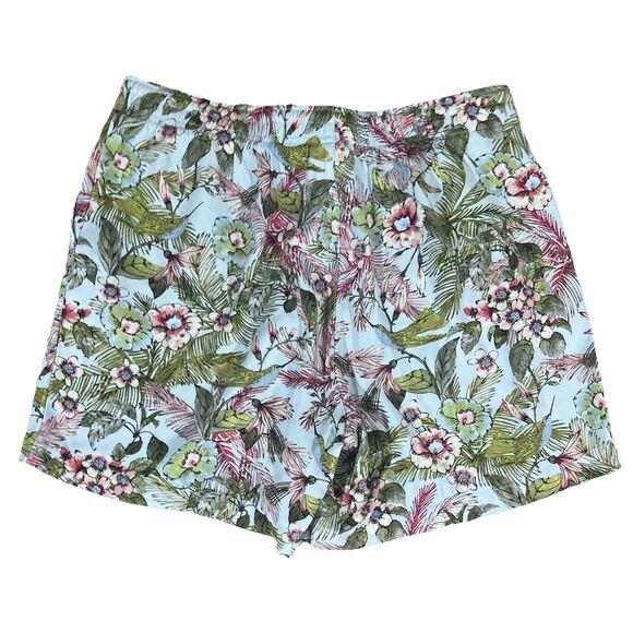 J Jill Floral Pull On Shorts Elastic Waist Size Medium Petite Island Beach Vaca - Picture 2 of 8
